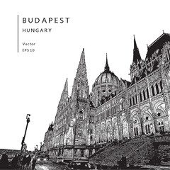 Hungarian Parliament in Budapest. Vector illustration.