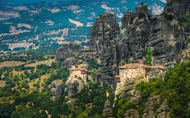 Obraz premium Greece. Meteora - incredible sandstone rock formations. The Holly Monastery