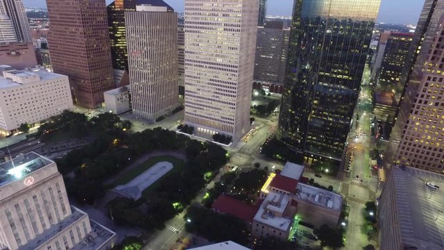 HOUSTON BUILDINGS AT DUSK