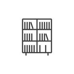 bookshelf line icon, outline vector sign, linear pictogram isolated on white. logo illustration © alekseyvanin