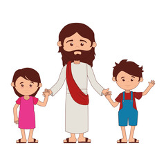 Obraz premium jesuschrist character religious icon vector illustration design