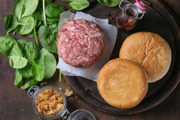 Ingredients for making burger