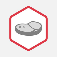 Isolated hexagon with  a steak icon
