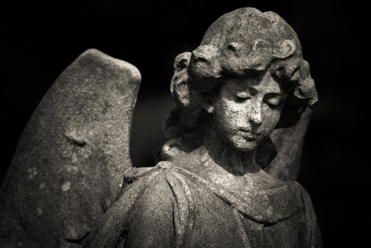 guardian angel - black and white photo