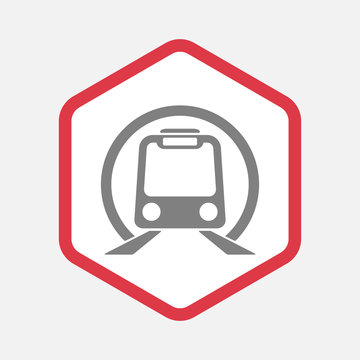 Isolated hexagon with  a subway train icon