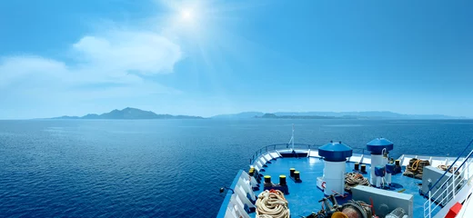 Tuinposter Summer sea sunshiny view from ferry (Greece) © wildman