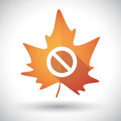 Isolated orange leaf with  a forbidden sign