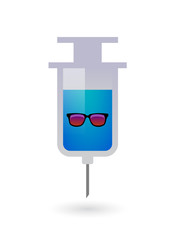 Isolated syringe with  a sunglasses icon
