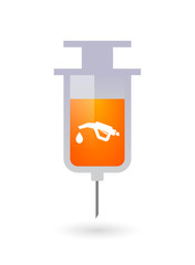 Isolated syringe with  a gas hose icon