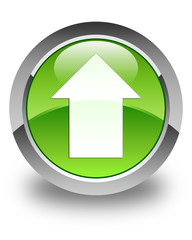 Upload arrow icon glossy green round button