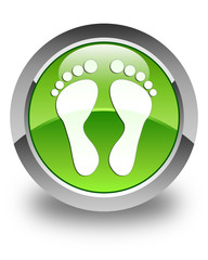 Fototapeta premium Footprint icon glossy green round button