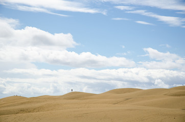 Fototapeta na wymiar Silhouettes at the dunes