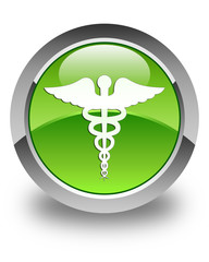 Medical icon glossy green round button
