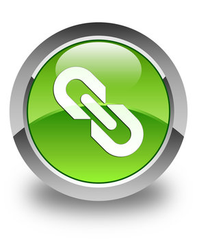 Link Icon Glossy Green Round Button