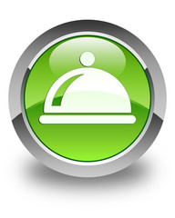 Food dish icon glossy green round button