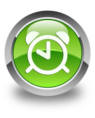 Alarm clock icon glossy green round button 2