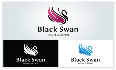Black swan logo design template ,Swan logo ,Vector illustration