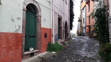 Fototapeta premium colorful streets of Bosa, little historical town in Sardinia