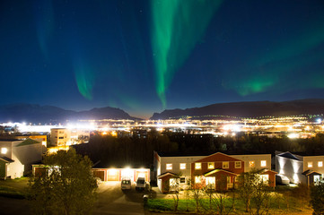 Northern lights over Tromso in Northern Norway