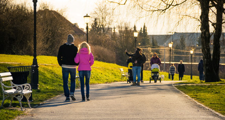 Romantic young couple having fun in the park