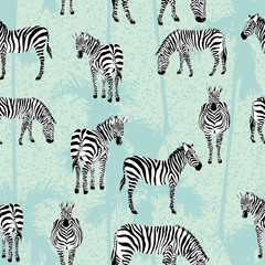 zebra blue palm background pattern