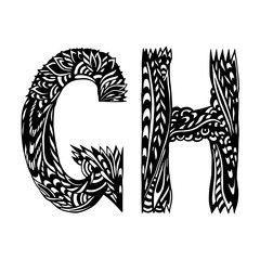 Decorative Hand-Drawn Letters - Ethnic Alphabet - G And H