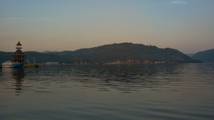 Sunset on Danube River. Romania