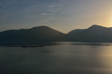 Sunset on Danube River. Romania