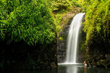 Fototapeta premium Wainibau Waterfall at the end of Lavena Coastal Walk on Taveuni