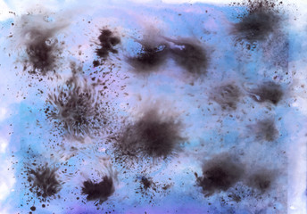 Colorful abstract watercolor texture with splashes and spatters. Modern creative watercolor background for trendy design.