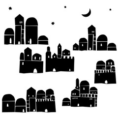 Middle East Town, Old City, Vector illustration