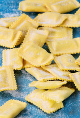 Uncooked ravioli pasta