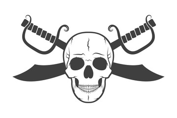 Skull and two swords. Vector illustration