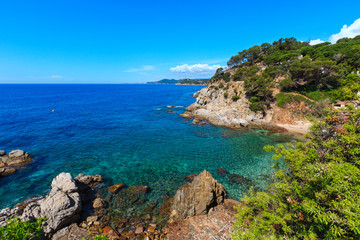 Summer sea rocky coast view (Spain).