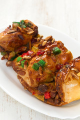 fruit cake on white dish