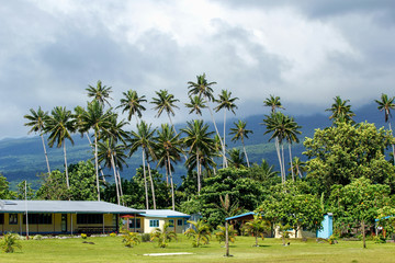 Typical fijian house in Lavena village on Taveuni Island, Fiji