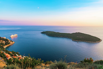 View of Lokrum island during sunset © asiastock