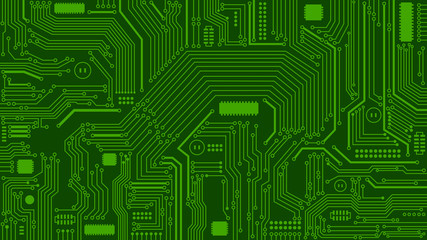 Green Circuit Board Background, Computers, Technology - obrazy, fototapety, plakaty