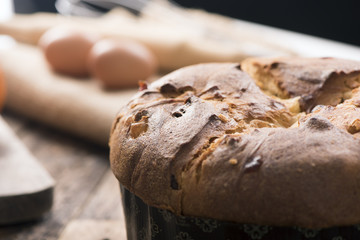 Home made panettone. Italian christmas cake