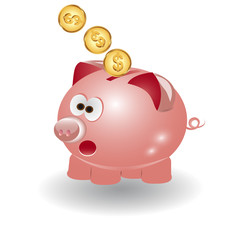 Porcelain pig a coin