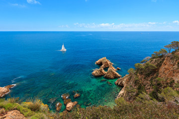 Summer sea rocky coast view (Spain).