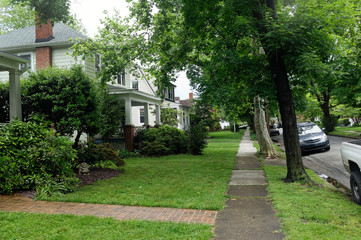 Residential neighborhood block in early spring.