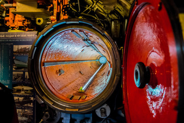 torpedo pipe into the submarine. warship