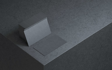 Black testured business cards mockup, 3d rendering
