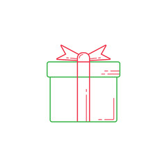 Merry christmas present icon, gift box, vector graphics, a color