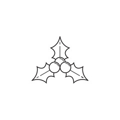 Fototapeta premium Christmas holly berries icon, Merry Christmas 2016 holiday, vec