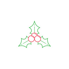 Christmas holly berries  icon, Merry Christmas 2016 holiday, vec