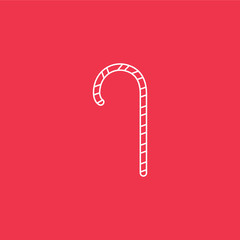 Candy cane icon, Christmas peppermint, vector graphics, a  linea