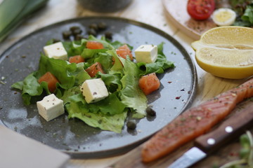 Salad with salmon