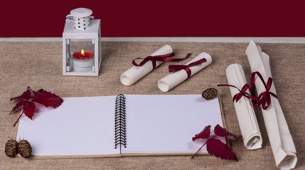 Blank paper notebook and pencil - writing letter to santa